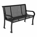 Ultra Site Lexington 4' Black Perforated Bench with Backrest 51'' x 26 7/8'' x 35 1/2'' 38A954P4BK